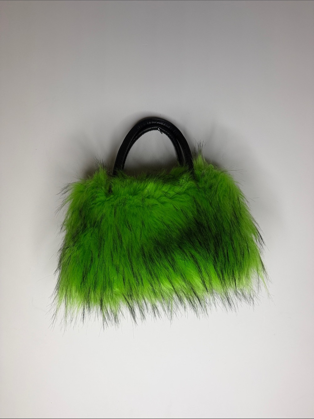 Grinch Style Christmas Green Black Faux Fur Bag Holiday Office Party Purse Bag - Picture 1 of 6
